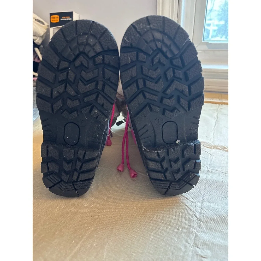 Dream Pairs Kids Snow Boots Waterproof Fur Lined Pink‎ Gray Size 1